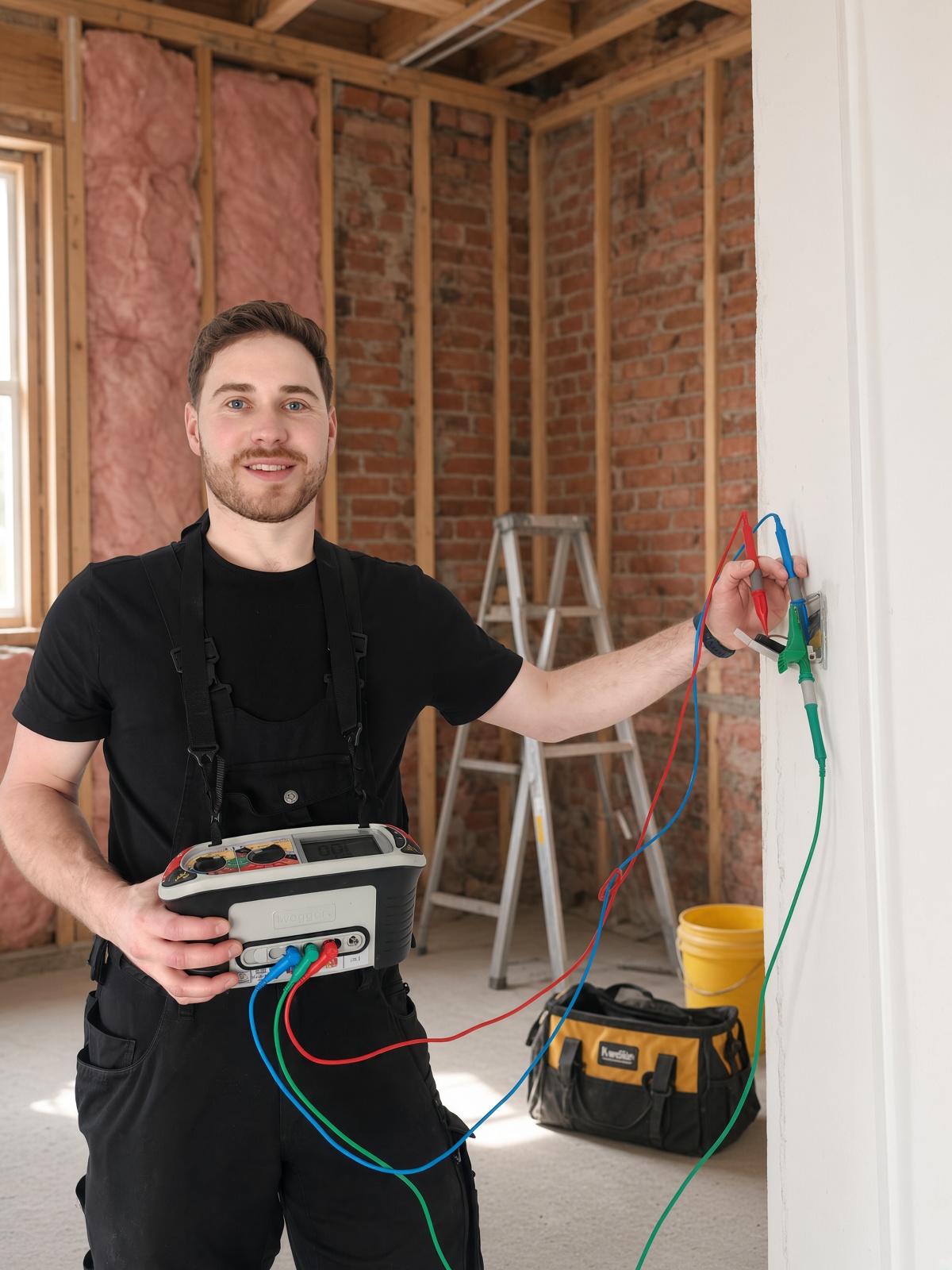 Chris Pearson carrying out electrical testing