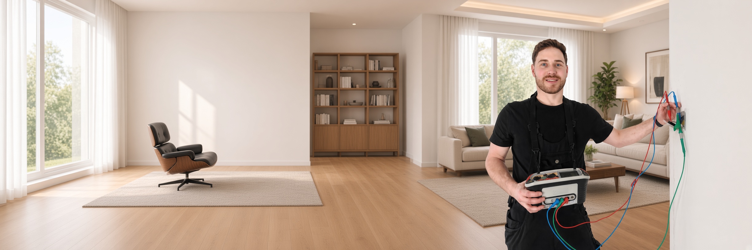 Professional EICR testing in a modern home